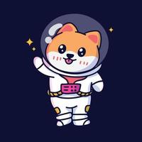 schattig shiba inu astronaut hond illustratie vector