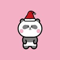 schattig weinig panda welp vervelend de kerstman hoed, schattig dieren vector