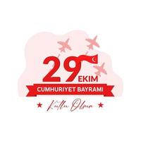 29 ekim cumhuriyet bayrami kutlu olzon. vertaling 29 oktober, gelukkig republiek dag. kalkoen onafhankelijkheid dag groet ontwerp logo vector