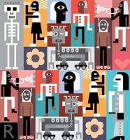 mensen en robots vector
