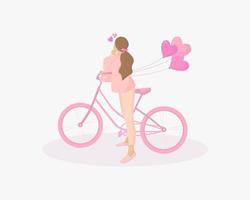 meisje in liefde met fiets vector