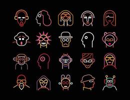 reeks van neon avatars vector