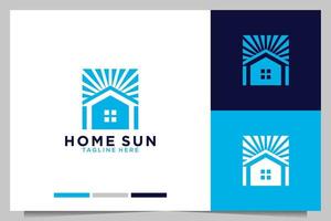 huis echt landgoed met zon modern logo ontwerp vector