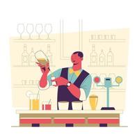 barman maken cocktail concept vector