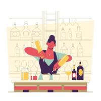 barman maken drinken concept vector