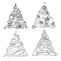 reeks van Kerstmis bomen lijn kunst tekening vector ontwerp element.abstract Kerstmis boom in tekening voering stijl, zwart en wit schets.isolated vector illustratie.embleem,logo,afdrukken,teken,pictogram lijn ontwerp