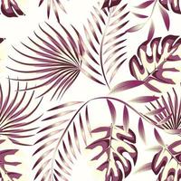 zomer tropisch naadloos patroon met wijnoogst kleur monstera palm bladeren en gebladerte Aan wit achtergrond. modieus structuur ontwerp, textiel, kleding stof, afdrukken. origineel fabriek. exotisch ontwerp. herfst vector