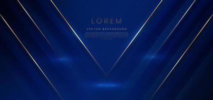 abstract elegant donker blauw achtergrond met gouden lijn en verlichting effect fonkeling. luxe sjabloon ontwerp. vector