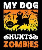mijn hond jaagt zombies t-shirt ontwerp vector