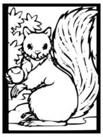 eekhoorn schetsen Aan zwart en wit achtergrond binnen kader voor grappig of kleuren. vector