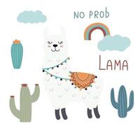 lama en cactussen vector