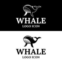 walvis vis silhouet logo ontwerp idee in retro wijnoogst zwart en wit tekenfilm stijl vector