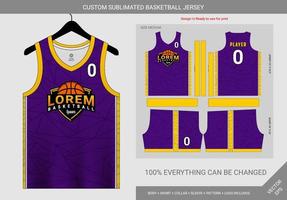 veelhoek Purper en geel basketbal Jersey sjabloon vector