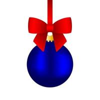 blauw Kerstmis bal Aan lint . vector illustratie