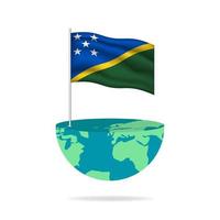 Solomon eilanden vlag pool Aan wereldbol. vlag golvend in de omgeving van de wereld. gemakkelijk bewerken en vector in groepen. nationaal vlag vector illustratie Aan wit achtergrond.