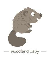 vector hand- getrokken vlak baby bever. grappig bos- dier icoon. schattig Woud dierlijk illustratie voor kinderen ontwerp, afdrukken, schrijfbehoeften