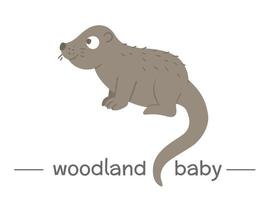 vector hand- getrokken vlak baby Otter. grappig bos- dier icoon. schattig Woud dierlijk illustratie voor kinderen ontwerp, afdrukken, schrijfbehoeften