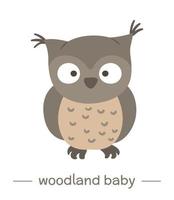 vector hand- getrokken vlak baby uil. grappig bos- dier icoon. schattig Woud dierlijk illustratie voor kinderen ontwerp, afdrukken, schrijfbehoeften