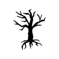 hand- getrokken tekening zwart kaal boom. vector donker eng boom voor halloween. schets.