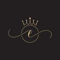 e brief luxe kroon logo ontwerp vector