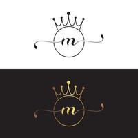 m brief kroon logo ontwerp vector