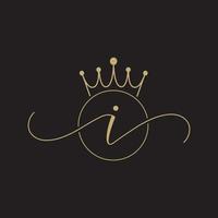 brief ik luxe kroon logo ontwerp vector