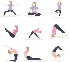 collage van yoga poses vector