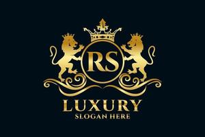 eerste rs brief leeuw Koninklijk luxe logo sjabloon in vector kunst voor luxueus branding projecten en andere vector illustratie.