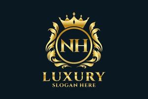 eerste nh brief Koninklijk luxe logo sjabloon in vector kunst voor luxueus branding projecten en andere vector illustratie.