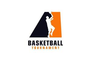 brief een met basketbal logo ontwerp. vector ontwerp sjabloon elementen voor sport team of zakelijke identiteit.