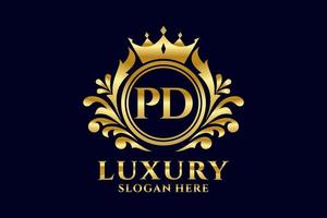 eerste pd brief Koninklijk luxe logo sjabloon in vector kunst voor luxueus branding projecten en andere vector illustratie.