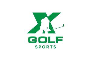 alfabet brief icoon logo X voor golf logo ontwerp vector sjabloon, vector etiket van golf, logo van golf kampioenschap, illustratie, creatief icoon, ontwerp concept