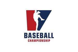letter v met honkbal logo-ontwerp. vectorontwerpsjabloonelementen voor sportteam of huisstijl. vector