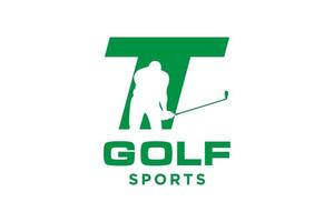 alfabet letter pictogram logo t voor golf logo vector ontwerpsjabloon, vector label van golf, logo van golfkampioenschap, illustratie, creatief pictogram, ontwerpconcept