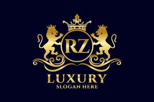 eerste rz brief leeuw Koninklijk luxe logo sjabloon in vector kunst voor luxueus branding projecten en andere vector illustratie.