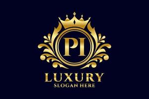 eerste pi brief Koninklijk luxe logo sjabloon in vector kunst voor luxueus branding projecten en andere vector illustratie.