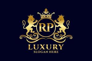 eerste rp brief leeuw Koninklijk luxe logo sjabloon in vector kunst voor luxueus branding projecten en andere vector illustratie.