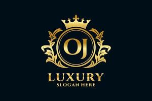 eerste oj brief Koninklijk luxe logo sjabloon in vector kunst voor luxueus branding projecten en andere vector illustratie.