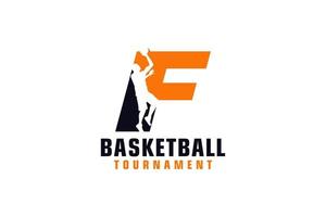 brief f met basketbal logo ontwerp. vector ontwerp sjabloon elementen voor sport team of zakelijke identiteit.