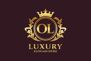 eerste ol brief Koninklijk luxe logo sjabloon in vector kunst voor luxueus branding projecten en andere vector illustratie.