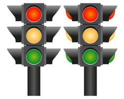 twee weg verkeer lichten over- wit achtergrond vector