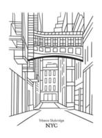 Tribeca lucht brug nieuw york stad echt landgoed buurt, lijn kunst vector illustratie