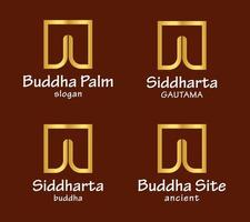 reeks Boeddha hand- abstract siddhartha gautama houding beeldhouwwerk logo ontwerp vector