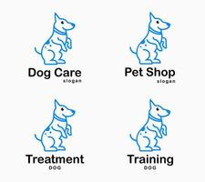 reeks huisdier winkel accessoire, dier kliniek, hond zorg en opleiding logo ontwerp vector