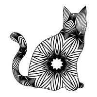 schattige kat mandala kleuren vector illustratie ontwerp.