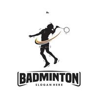 springen verpletteren badminton silhouet logo ontwerp vector