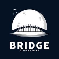 brug silhouet met maan logo ontwerp vector