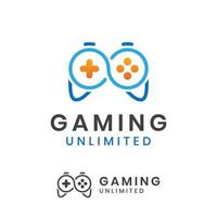 onbeperkt Speel gaming logo. gemakkelijk oneindigheid bedieningshendel gaming logo ontwerp vector