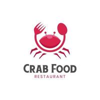 vector rood krab zeevruchten culinaire logo ontwerp gecombineerd vork en lepel icoon voor restaurant voedsel logo