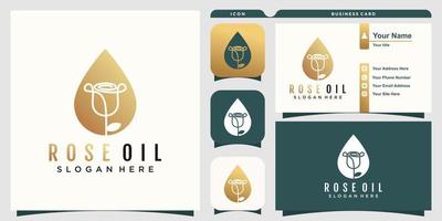 roos olie logo sjabloon met goud helling en bedrijf kaart ontwerp vector